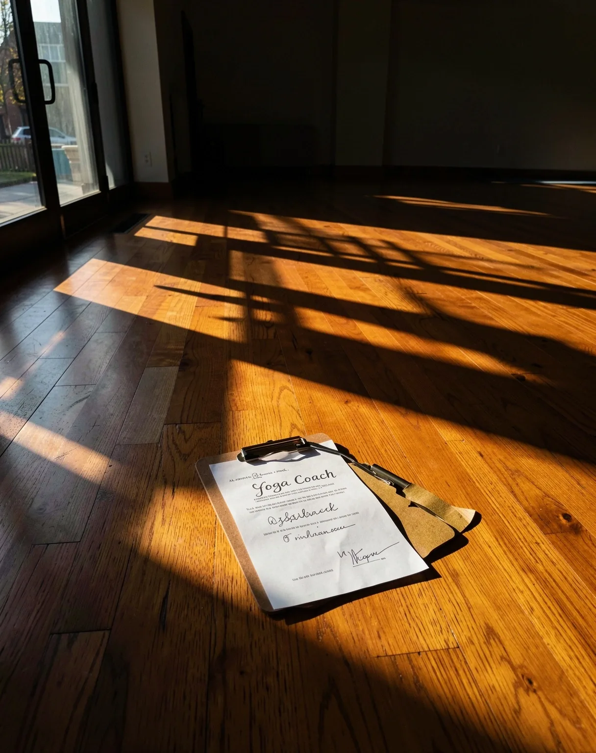 Minimalist yoga studio space